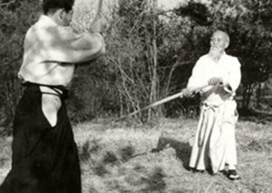 O-Sensei and Morihiro Saito Sensei Training Outdoors